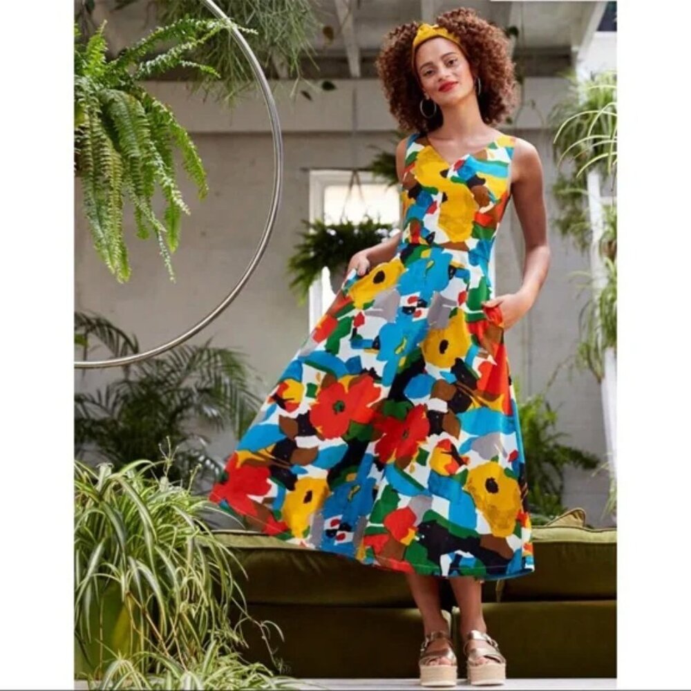 MODCLOTH EMILY AND FIN MARGOT FLORAL DRESS | M